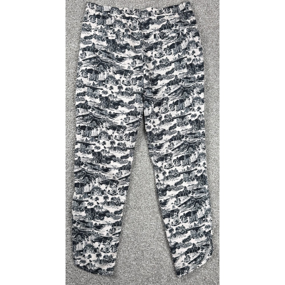 Marine Layer Allison Pants‎ Womens Small Black SF Toile Print Dolphin Hem